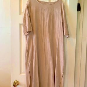 NWOT price drop ! Maxi /Midi Length Tan 100% Cotton Dress 2 Side Pockets Large